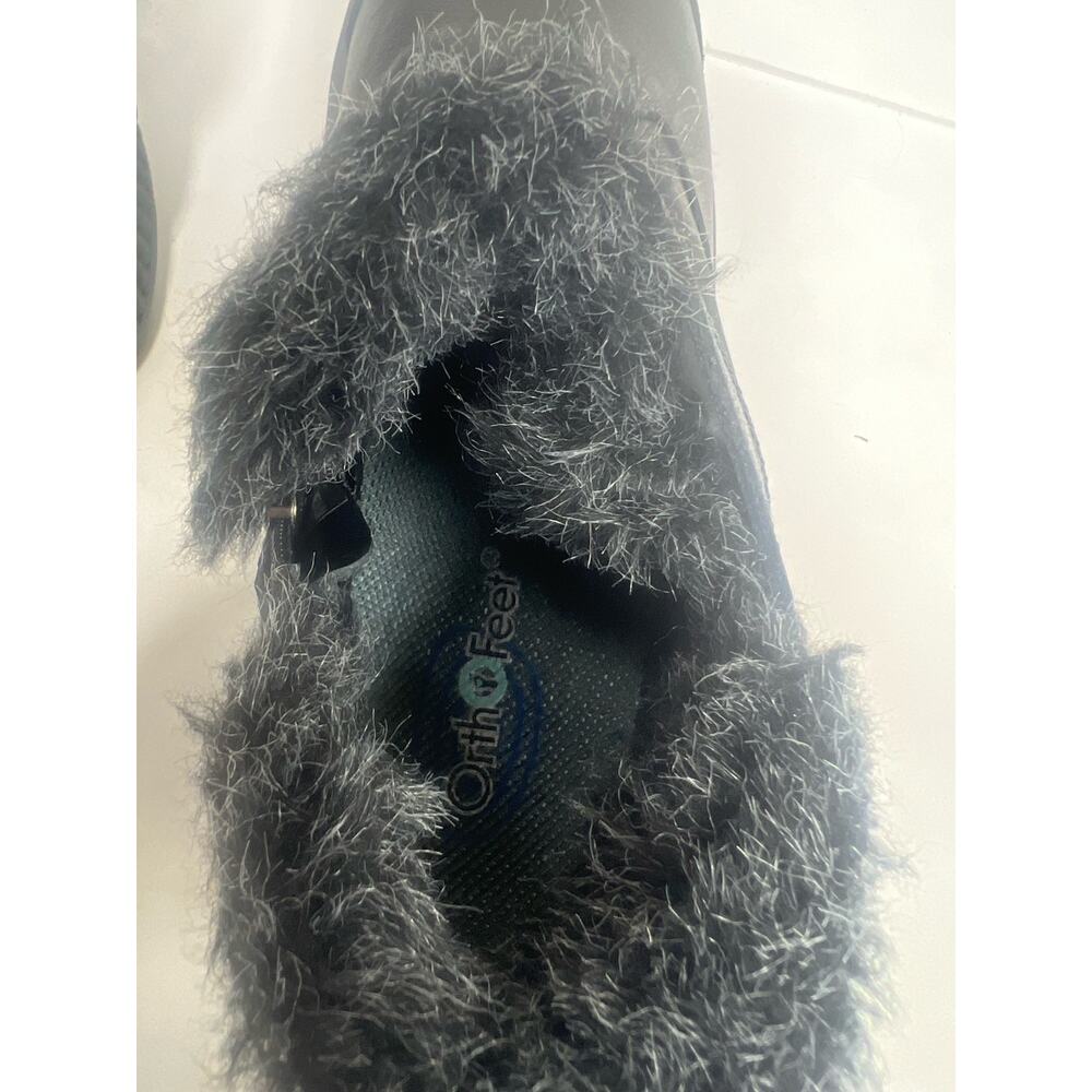 ORTHOFEET Siena women's black leather fur trimmed ankle boots sz 10.5 - Picture 4 of 8